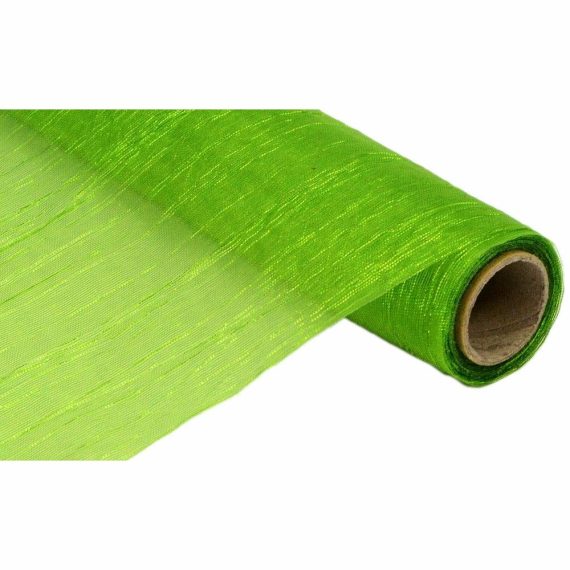 Crinkle Fabric |   17" Crinkle Fabric Roll: Metallic Lime Green (5 Yards) Crinkle Fabric Crinkle Fabric