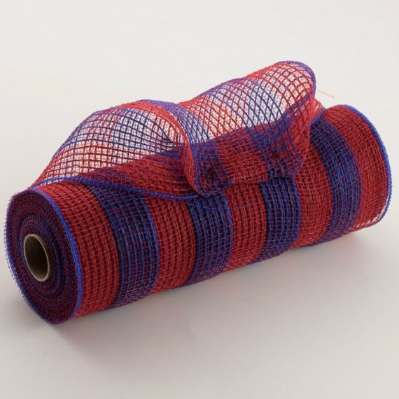 Fabric Mesh |   10" Thin Stripe Fabric Mesh: Red & Royal Blue Deco Mesh Fabric Mesh