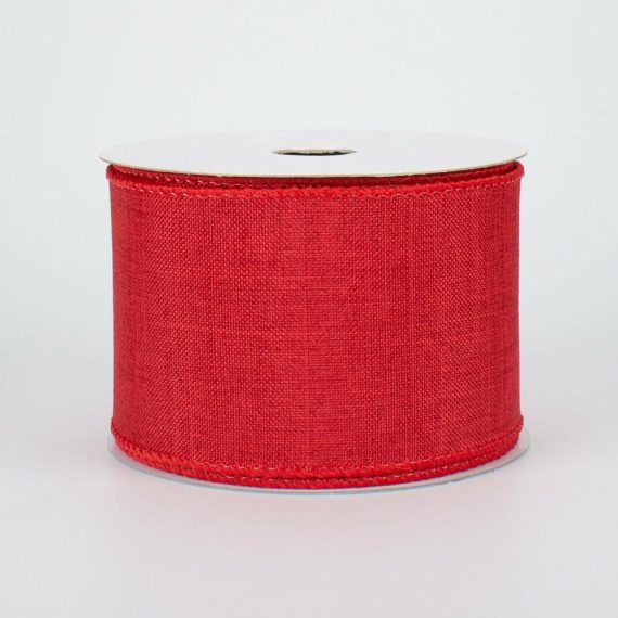 Fabric Ribbon |   2.5" Royal Canvas Ribbon: Red (10 Yards) Fabric Ribbon Fabric Ribbon