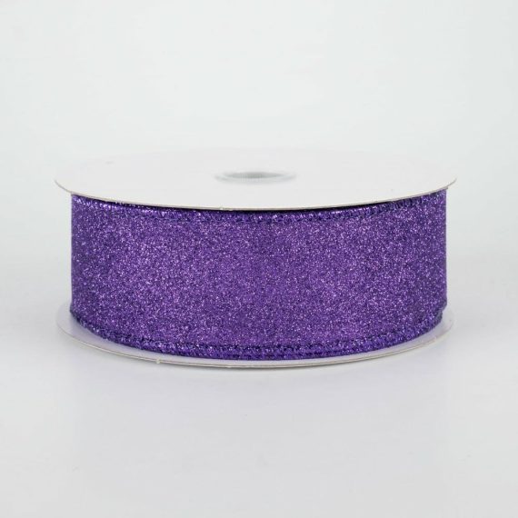 Fabric Ribbon |   1.5" Lustrous Glitter Ribbon: Purple (10 Yards) Fabric Ribbon Fabric Ribbon