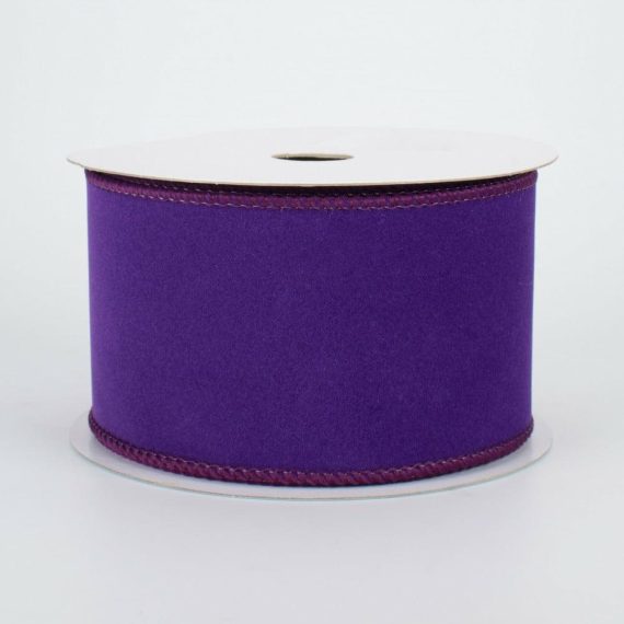 Fabric Ribbon |   2.5" Wired Velvet Ribbon: Purple (10 Yards) Fabric Ribbon Fabric Ribbon