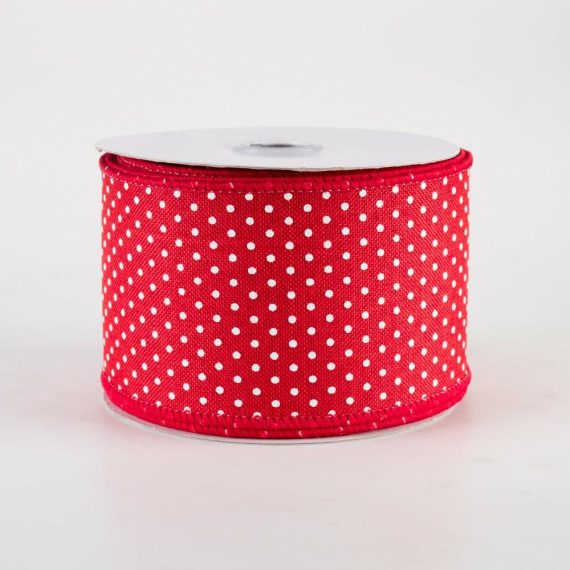 Fabric Ribbon |   2.5" Swiss Dots Ribbon: Red & White (10 Yards) Fabric Ribbon Fabric Ribbon